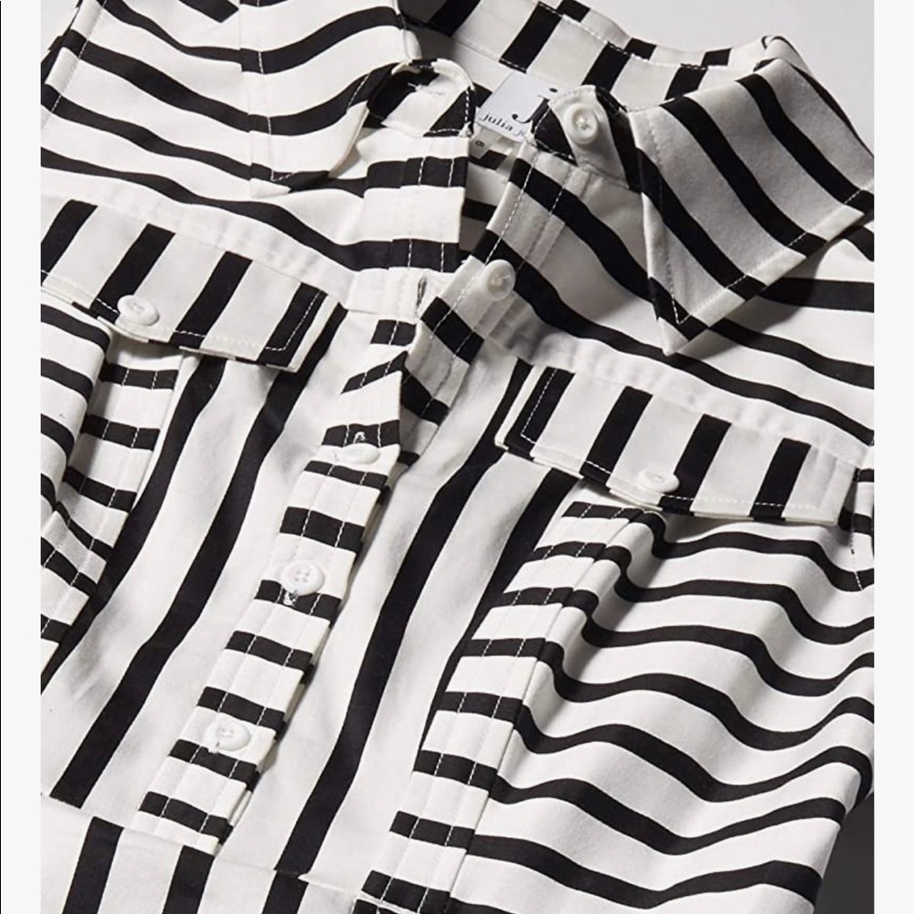 Julia Jordan Women's Shirt Dress Striped with Collar and Pockets size 8 - Picture 6 of 14